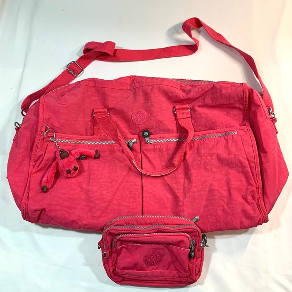 Kipling Handbags - Pink Kipling Duffle Bag & Merryl 2-in-1 Convertible Waistpack Bundle